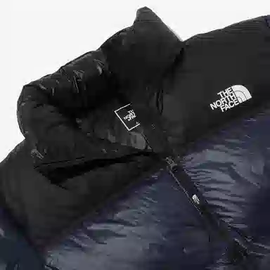 The North Face Logo Print Down Jacket Navy