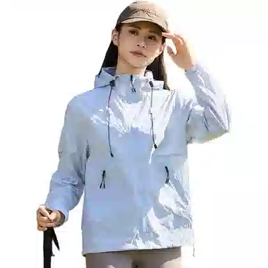 木林森 防紫外线休闲薄款透气纯色户外骑行爬山加宽帽檐连帽防晒服 男女同款