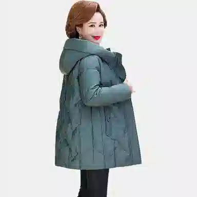 鸭鸭 纯色时尚休闲连帽简约舒适通勤长袖羽绒服 女款