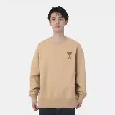 AMIPARIS De Coeur Logo Crewneck Beige