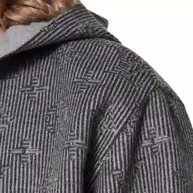 Louis Vuitton FW22 Striped Logo Hoodie Jacket Grey