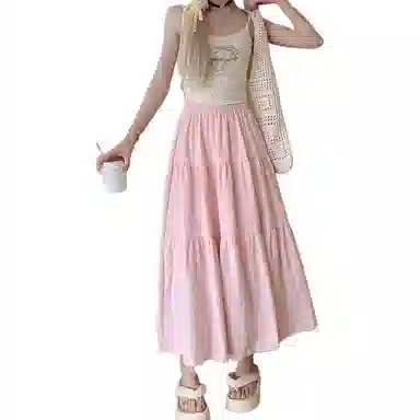 欧迪芬 韩系轻盈垂坠优雅舒适高腰显瘦温柔风休闲长裙 女款