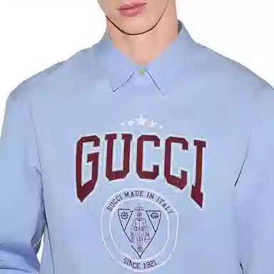 GUCCI SS25 Long Sleeve Shirt Light Blue