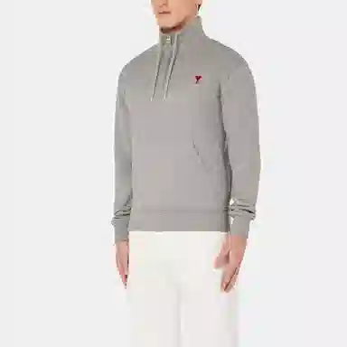 AMIPARIS FW21 Logo Zip Sweatshirt Grey