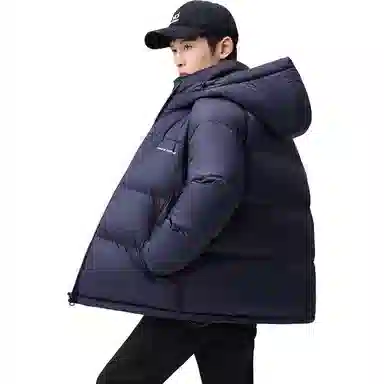 鸭鸭 极寒系列 石墨烯蓄热加厚保暖连帽冬季外套纯色韩版休闲基础百搭短款户外运动面包羽绒服 男女同款
