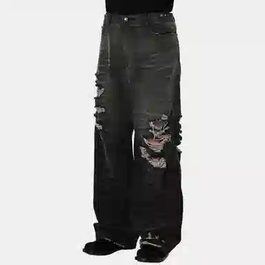 ADER ERROR FW23 Distressed Straight Jeans Black