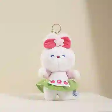 兰妮诗 美味白兔樱花郊游系列 绿色碎花裙 玩偶 毛绒挂件