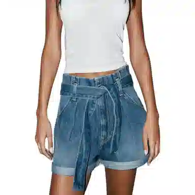 ZARA Paperbag High Waist Denim Shorts