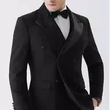 恒源祥 双排扣翻领纯色西装 男款 黑色