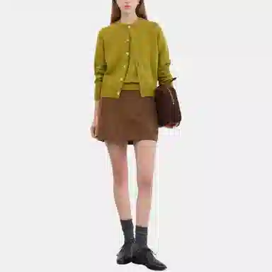 Dunst UNISEX CREWNECK KNIT CARDIGAN OLIVE KHAKI