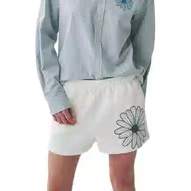 MARDI MERCREDI SS25 SWEAT SHORTS FLOWER_WHITE NAVY