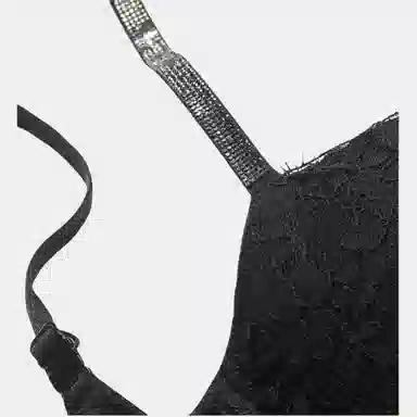 Victoria's Secret Dream Angels Twinkle Strap Lace V-String Panty Black 1