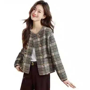 曲韩 格子通勤休闲夹克外套 女款