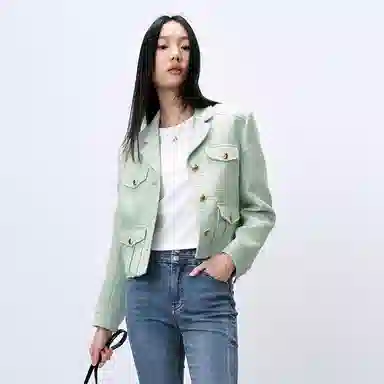 太平鸟 工装风西装 女款 绿色