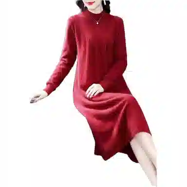 恒源祥 纯色休闲简约长袖连衣裙 女款