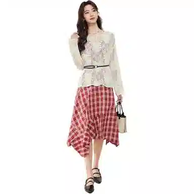 爱依服 法式设计感甜美通勤长袖连衣裙 女款