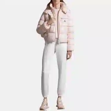 Moncler Logo Hooded Down Jacket Pink