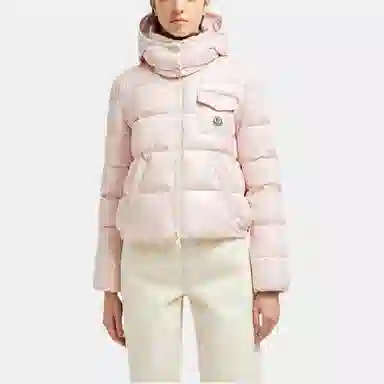 Moncler Logo Hooded Down Jacket Pink