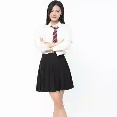 御茶家 学院风单排扣长袖衬衫纯色百褶裙制服套装 女款