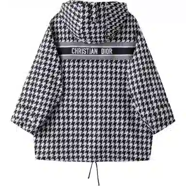 DIOR FW22 Houndstooth Zip Coat Black