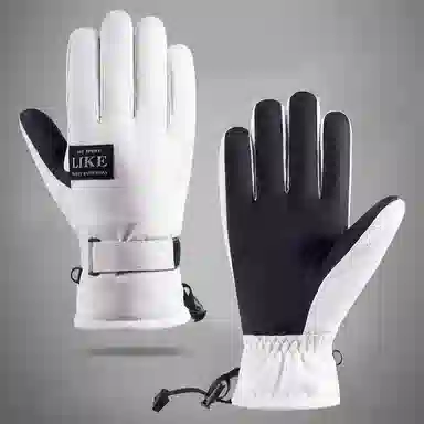 山一丸 冬季骑车防水防寒加绒加厚触屏保暖 丝绒布 水洗皮 手套 男女同款情侣款