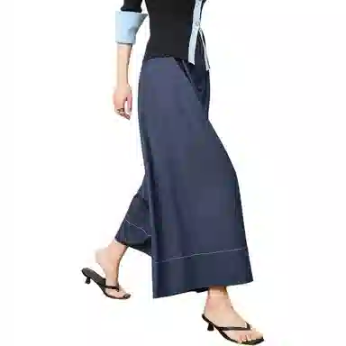 【dme】 纯色拉链宽松阔腿休闲裤 女款 藏青