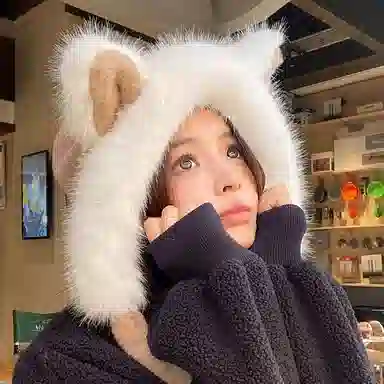 【秋冬必备~通勤百搭】 攸委 可爱狐狸耳朵针织毛绒帽子女冬季保暖加绒加厚 涤纶 学生时尚潮流防寒雷锋帽护耳帽绒线帽 男女同款情侣款
