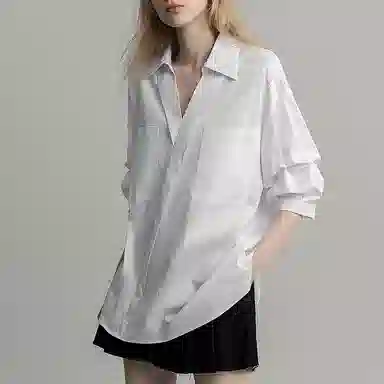 【dme】 纯色休闲长袖衬衫 女款 白色