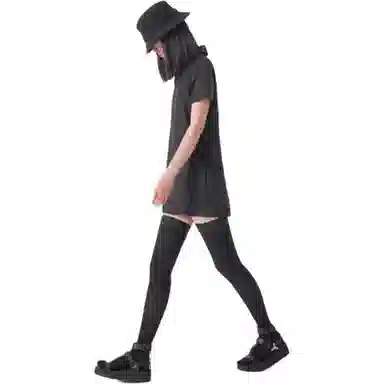 黄小姐 显瘦塑形纯色中筒袜 女款 黑色