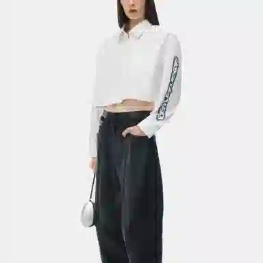 alexander wang Halo Print Cropped Button-Up Shirt