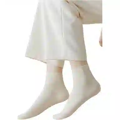 妮轻 纯棉防臭夏季纯色简约中筒袜 女款