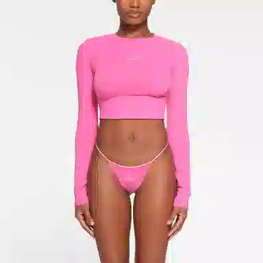 SKIMS Hot Pink Long Sleeve Tee