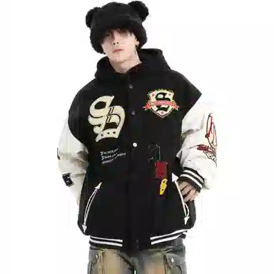 JIMI&JONS Embroidered Badge Baseball Jacket