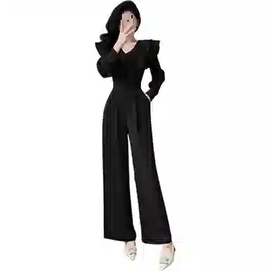 沐晓欣 长款荷叶边气质小众连体裤 女款