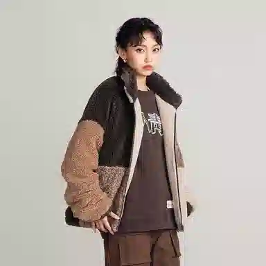 华人青年 拼接撞色立领棉服 男款