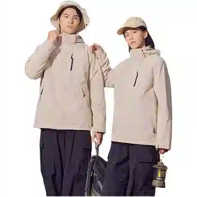 浪莎  户外三合一纯色休闲舒适连帽宽松拉链  防水防风保暖冲锋衣 男女同款