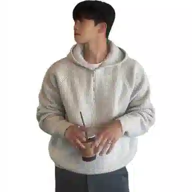 我是大卫 拉链半开襟基础款运动风外套百搭连帽毛衣 男女同款