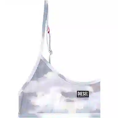 DIESEL Printed Recycled Nylon Bikini Top SS24 Logo