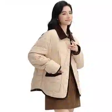 鸭鸭 保暖单排扣薄款长袖羽绒服 女