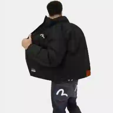 EVISU 2024 Seagull Embroidery Down Jacket Black