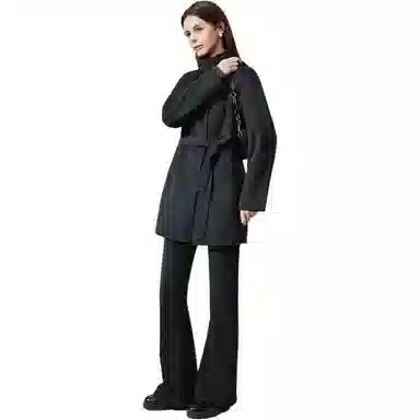 爱依服 通勤中长款简约大衣 女款 深灰