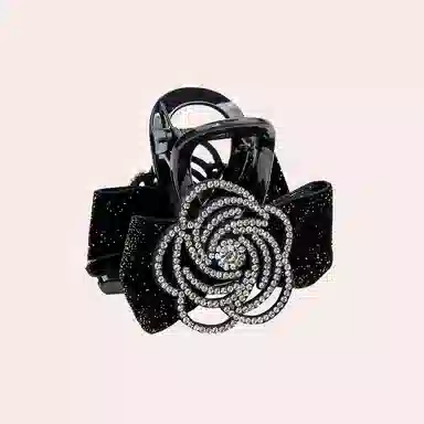 卡铂雅 黑色绒布休闲时尚潮流设计港风气质复古极简高级感 发夹 女款