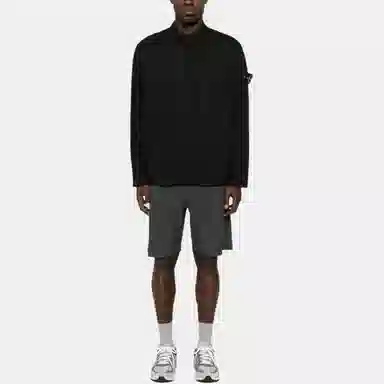 Stone Island Badge Collar Long Sleeve Shirt Black