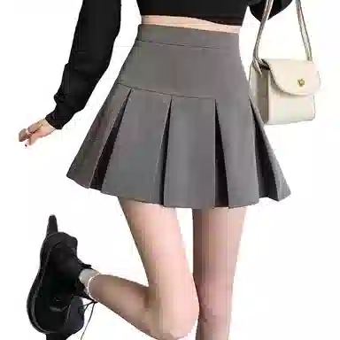 轻迎 高腰百褶裙显瘦美式学院风半身裙休闲短裙 女款