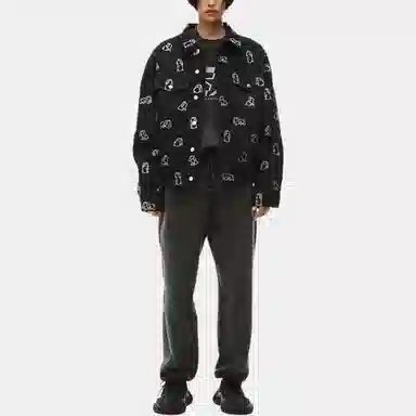 Alexander Wang Crystal Rabbit Denim Jacket Black