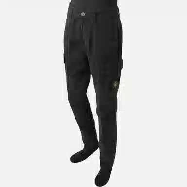 Stone Island Logo Zip Tapered Pants Black