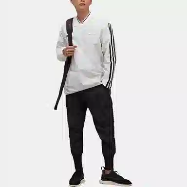 Y-3 V-Neck Striped Long Sleeve Tee White