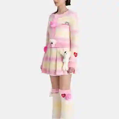 13 DEMARZO x CARE BEARS Striped Gradient Pleated Skirt