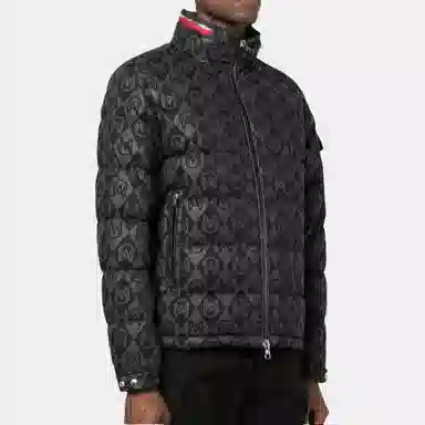 Moncler Letter Print Zip-Up Jacket Black