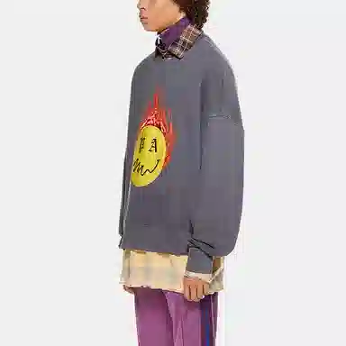 Palm Angels Burning Head Crewneck Sweatshirt Grey